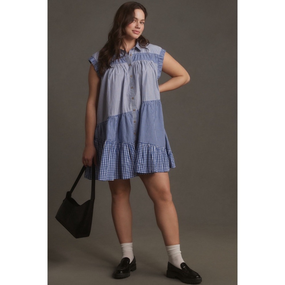 PILCRO Gingham Patchwork Swing Dress - image 1